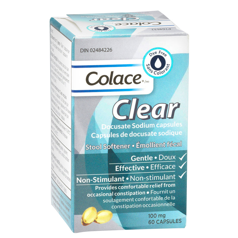 Colace Clear Docusate Sodium 100 mg - 60 capsules