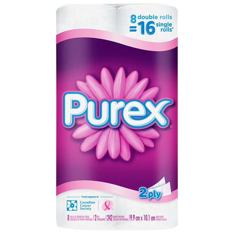 Purex Bathroom Tissue - 8 double rolls, 242 sheets