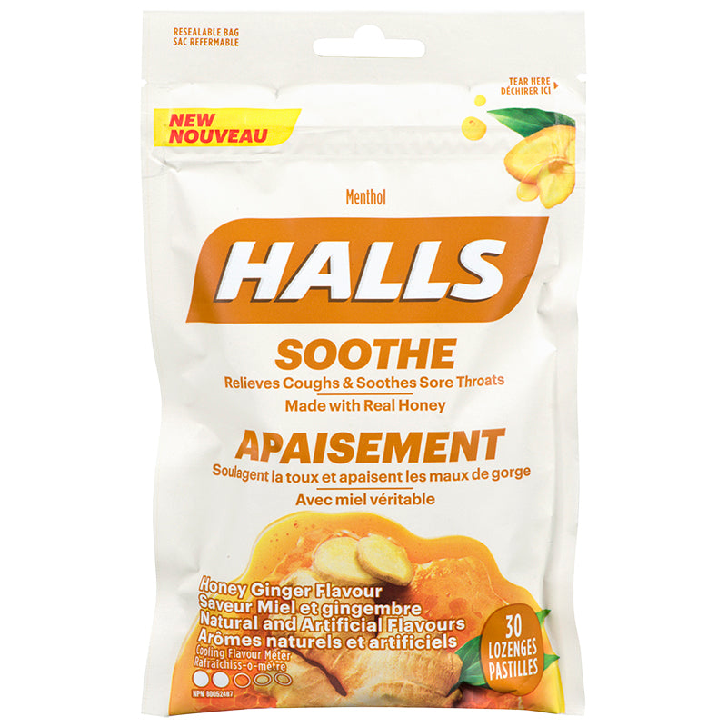 Halls Soothe, Honey Ginger Flavour - 30 lozenges