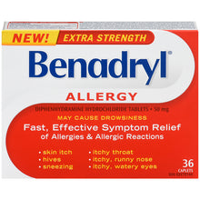 Load image into Gallery viewer, Benadryl Extra Strength Allergy Relief Caplets - 36 caplets
