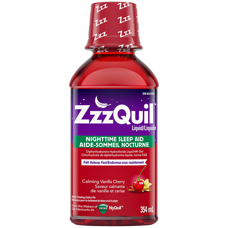 ZzzQuil Liquid Nighttime Sleep-Aid, Calming Vanilla Cherry - 354 ml