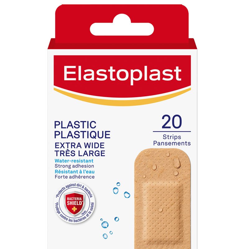 Elastoplast Extra Wide Plastic, Waterproof Bandages - 20 strips