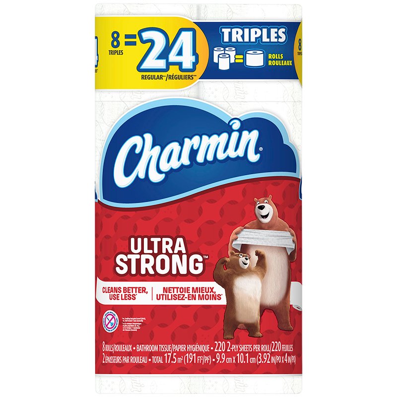 Charmin Ultra Strong Toilet Paper - 8 triple rolls x 220 sheets per roll