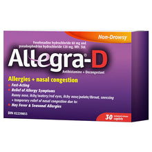 Load image into Gallery viewer, Allegra-D Non-Drowsy Allergies + Nasal Congestion - 30 caplets
