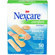 Load image into Gallery viewer, 3M Nexcare Comfort Bandages, Stretchy - 50 assorted
