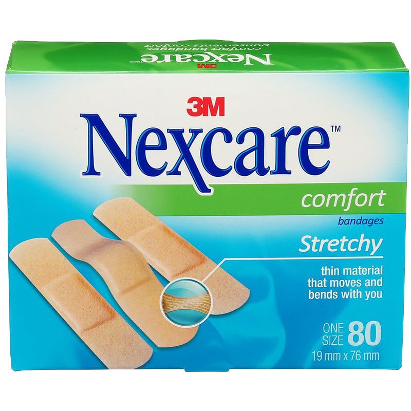 3M Nexcare Comfort Bandages, Stretchy - 80 one size