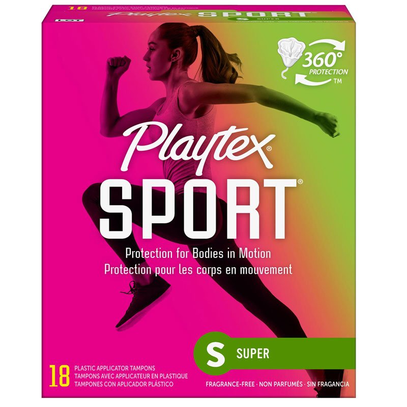 Playtex Sport, Super, Fragrance-Free - 18 tampons