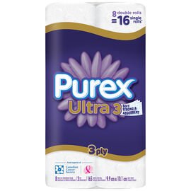 Purex Ultra Bathroom Tissue - 8 double rolls, 165 sheets