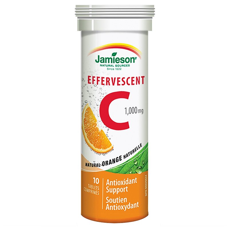 Jamieson Effervescent Vitamin C 1000 mg, Natural Orange - 10 tablets