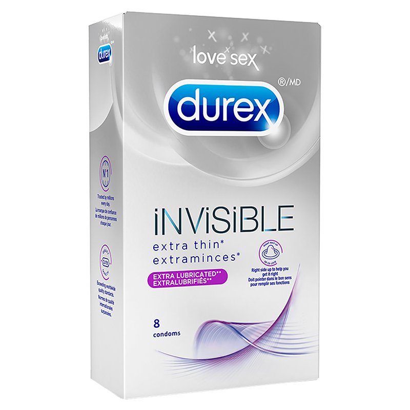 Durex Invisible Extra Thin, Extra Lubricated - 8 condoms