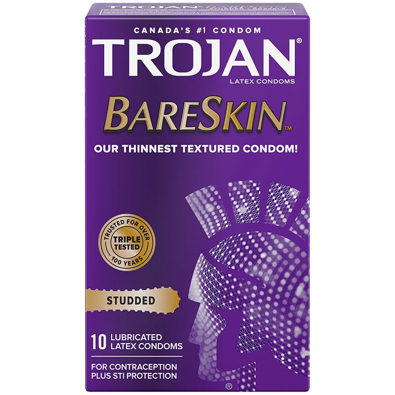 Trojan BareSkin Studded Latex Condoms - 10 pieces