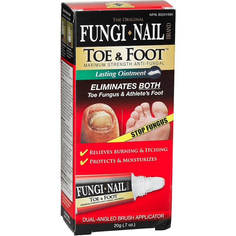 Fungi-Nail Toe & Foot Maximum Strength Anti-Fungal, Lasting Ointment, Dual-Angled Brush Applicator - 20 g