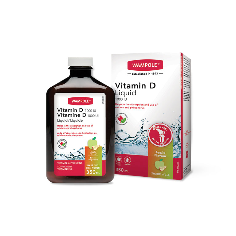 Wampole Vitamin D 1000 IU Liquid, Apple Flavour - 350 ml