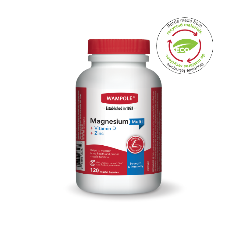 Wampole Magnesium Multi + Vitamin D + Zinc - 120 capsules