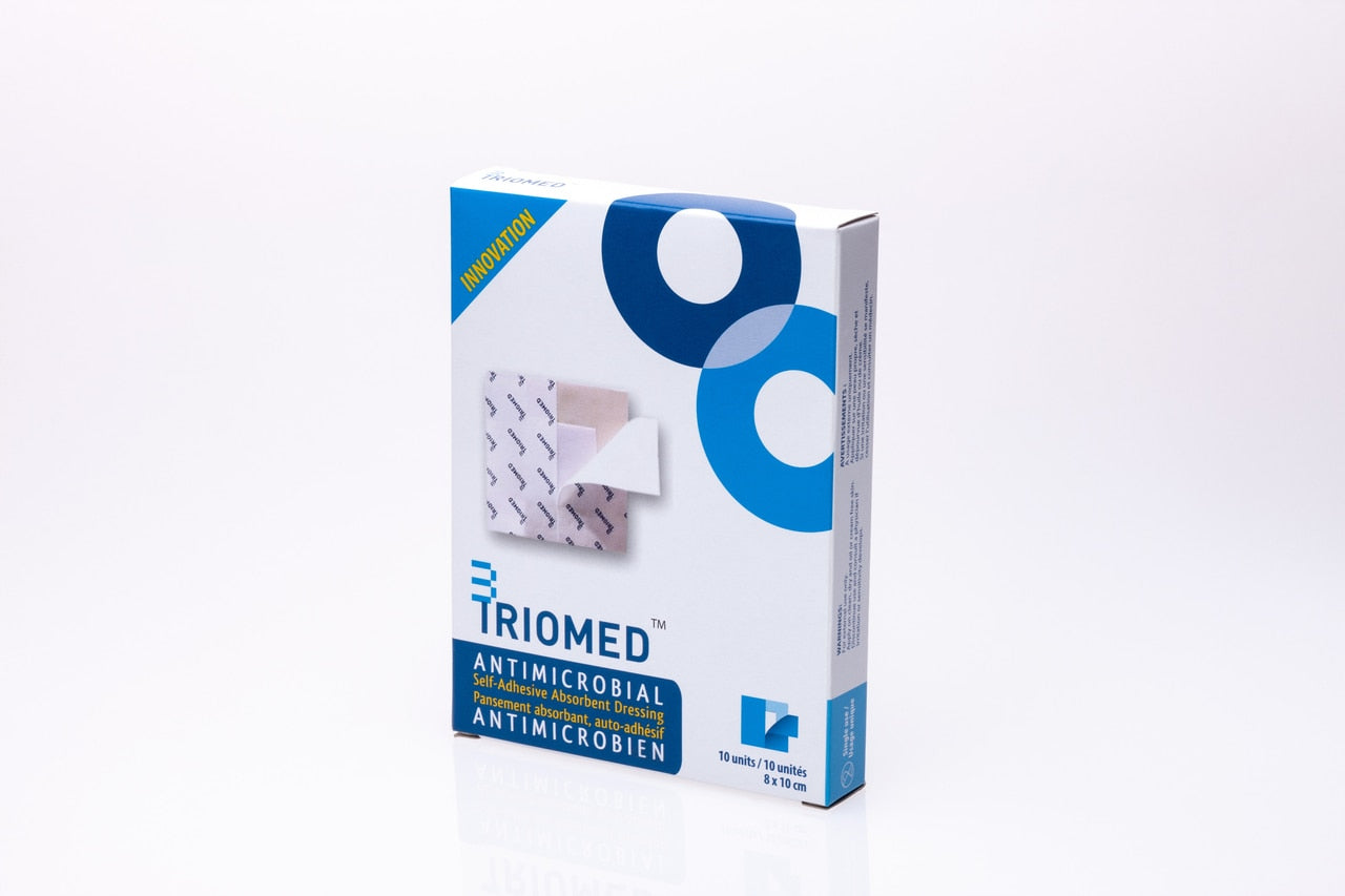 Triomed Antimicrobial Self-Adhesive Absorbent Dressing (8 x 10cm) - 10 dressings