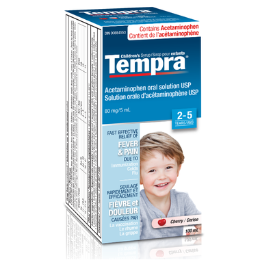 Tempra Acetaminophen Syrup (2-5 yrs), Cherry Flavour - 100ml