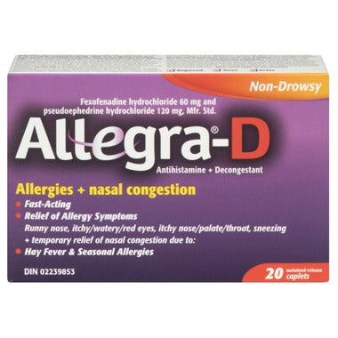 Allegra-D Non-Drowsy Allergies + Nasal Congestion - 20 caplets