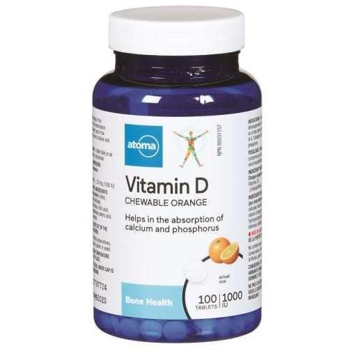 Atoma Vitamin D 1000 IU, Chewable Orange - 100 tablets