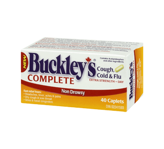 Cold Complete Formula Caplets Buckley's Complete Cough, Cold, & Flu Extra Strength, Non-Drowsy, Day ...
