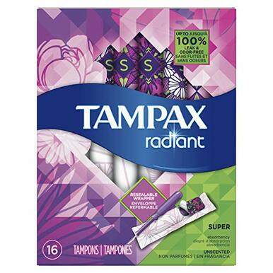 Tampax Radiant Super Absorbency Tampons, Unscented - 16 tampons