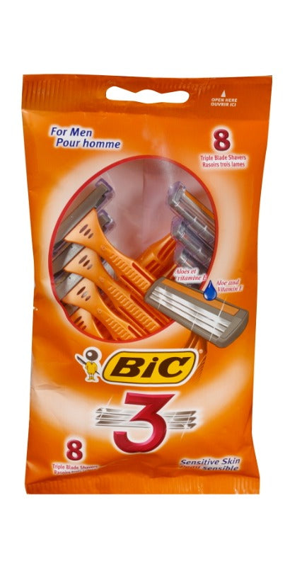 BIC 3, Triple Blade Disposable Razors - 8 razors