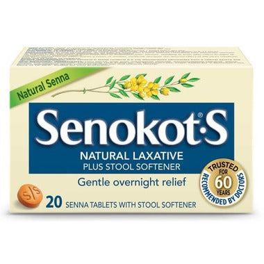 Senokot-S Natural Laxative Plus Stool Softener - 20 senna tablets