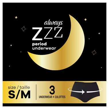 Always Zzzz Overnight Disposable Period Underwear, Small-Medium - 3 underwears