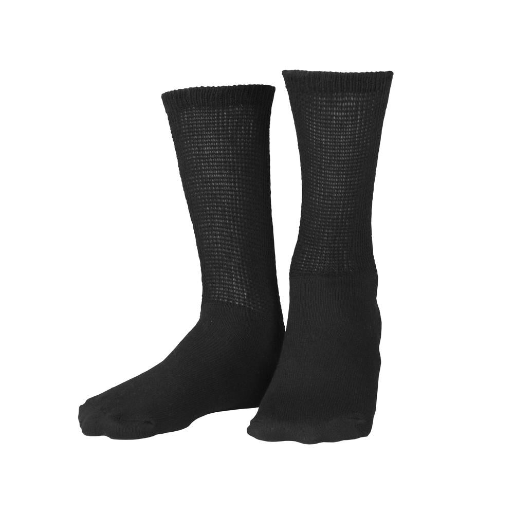 Truform Diabetic Socks Loose Fit Crew Length, Extra Large, Black- 1 pair