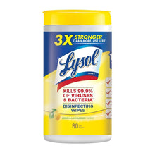 Load image into Gallery viewer, Lysol Disinfecting wipes, 80 Wet Wipes, 3x Stronger, Lemon and Lime Blossom Scent
