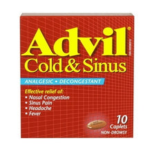 Load image into Gallery viewer, Advil Cold &amp; Sinus Caplets - 10 caplets
