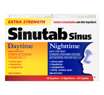 Sinutab Extra Strength Daytime & Nighttime - 24 caplets