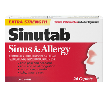 Sinutab Extra Strength Sinus & Allergy - 24 caplets